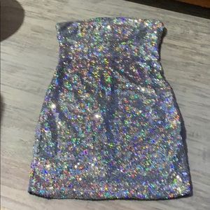 Strapless sequin dress